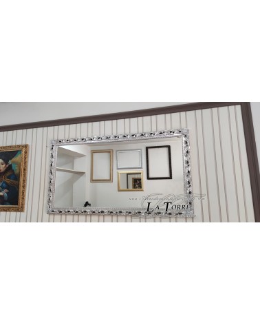 Specchiera specchio classico cornice traforata barocco quadro su misura argento GM224arg
