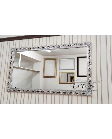 Specchiera specchio classico cornice traforata barocco quadro su misura argento GM224arg