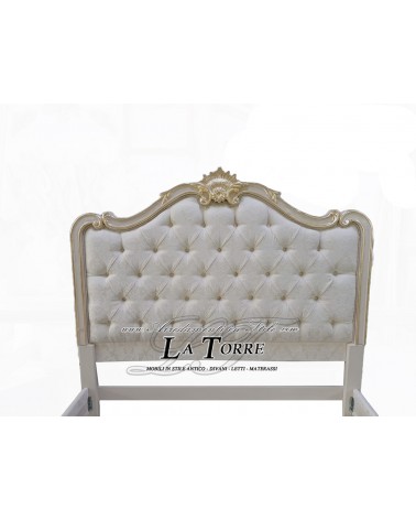 Baroque container double bed in velvet or eco-leather solid wood gold silver Liam