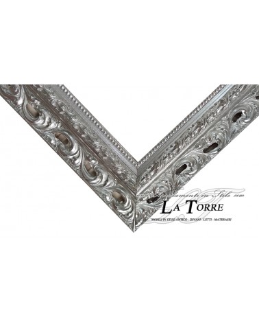 Classic baroque silver openwork frame made to measure Gaa safe sliding wood