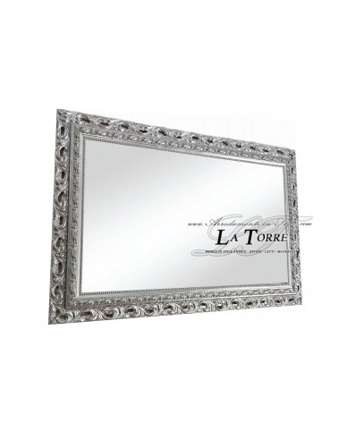 Classic baroque frame mirror made to measure silver sliding system perforated safe GA