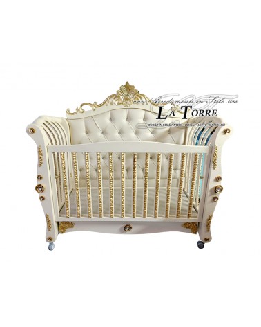 Baroque style cradle Simba child single bed bedroom ivory and gold AZ12