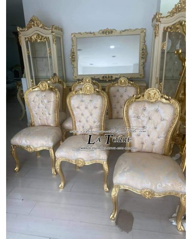 Sedia Poltrona Dea medusa Luigi XV Barocco Impero oro tessuto damascato giglio fiorentino oro LT3019
