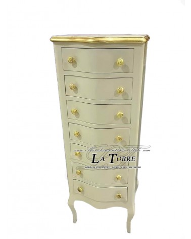 Modern ivory and gold Baroque chest of drawers for bedroom LT3011