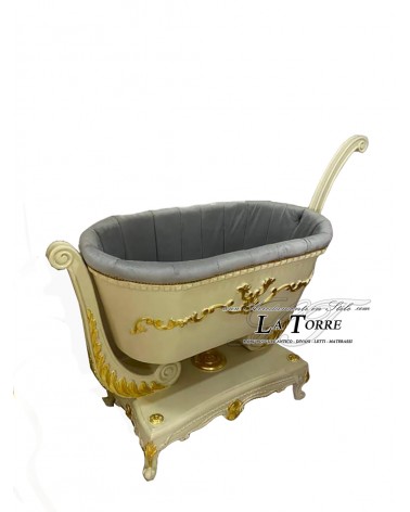 Kinderbett Nala im Barockstil, Einzelbett, Schlafzimmer in Elfenbein und Gold LT3021