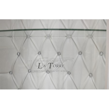Louis-XV-Glasvitrine, moderner Barockstil, weiß, silber, Swarovski-Kristalle, AL3642