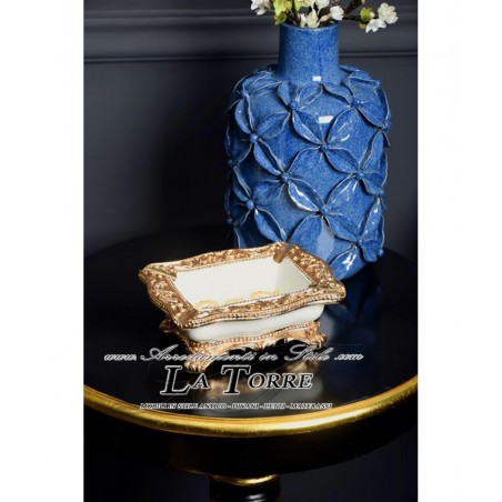 Baroque ashtray centerpiece ceramic ivory gold leaf ornament RA12