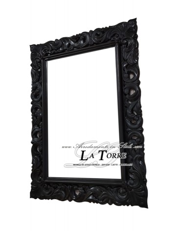 Classic openwork baroque frame made to measure black wood safe sliding system 1135N