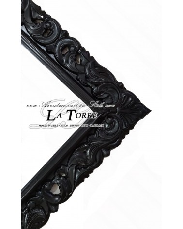 Classic openwork baroque frame made to measure black wood safe sliding system 1135N