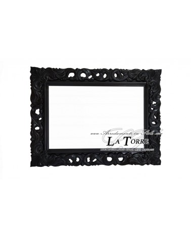 Cornice classica quadro stile barocco traforata su misura legno nero 1135N