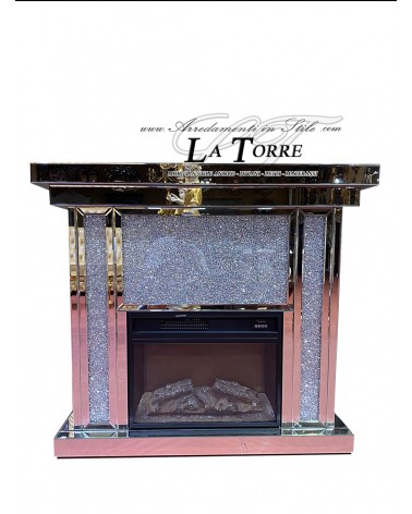 Mirrored Electric Fireplace with Swarovski Crystals – Royal Heating and Modern Design R108
