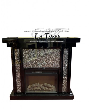 Mirrored Electric Fireplace with Swarovski Crystals – Royal Heating and Modern Design R109