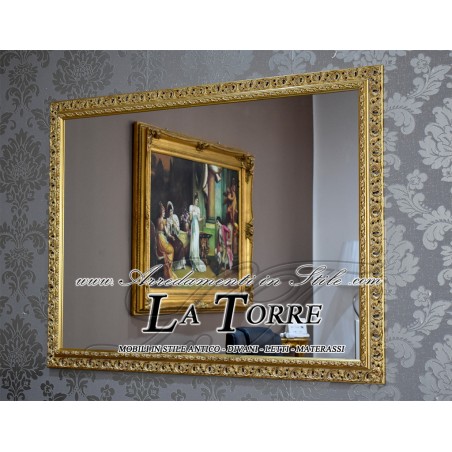 Mirror Perforated frame Baroque style antiqued gold wood picture art. 313