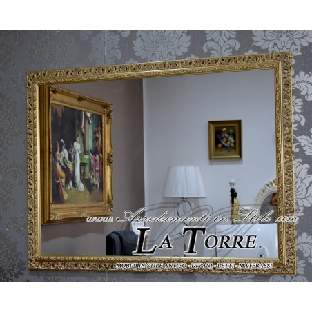 Mirror Perforated frame Baroque style antiqued gold wood picture art. 313