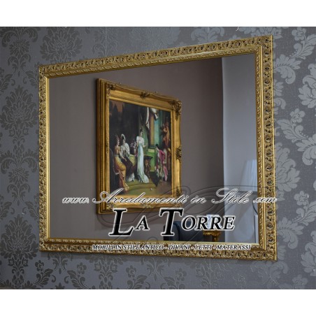 Mirror Perforated frame Baroque style antiqued gold wood picture art. 313