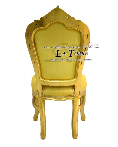 Poltrona sedia Still Luigi XV Barocco Legno Oro tessuto stile Versace LT3023
