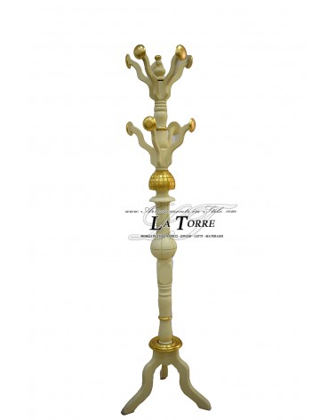 Dead man coat hanger Baroque style gold leaf and ivory solid wood H 190 cm k214