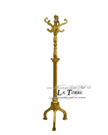 Kleiderbügel „Toter Mann“ im Barockstil, Blattgold, Massivholz, Höhe 190 cm, K214