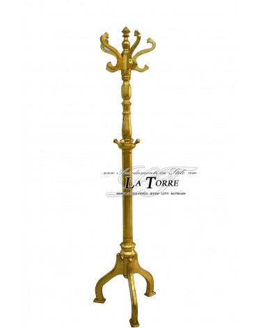 Kleiderbügel „Toter Mann“ im Barockstil, Blattgold, Massivholz, Höhe 190 cm, K214