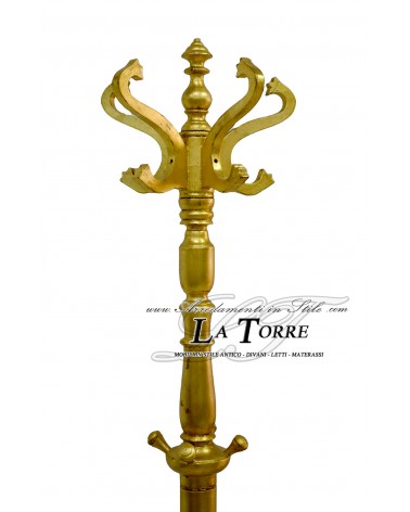 Kleiderbügel „Toter Mann“ im Barockstil, Blattgold, Massivholz, Höhe 190 cm, K214