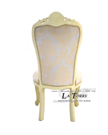 Chair Armchair Goddess Louis XV Baroque Empire ivory Florentine lily gold damask fabric LT3019
