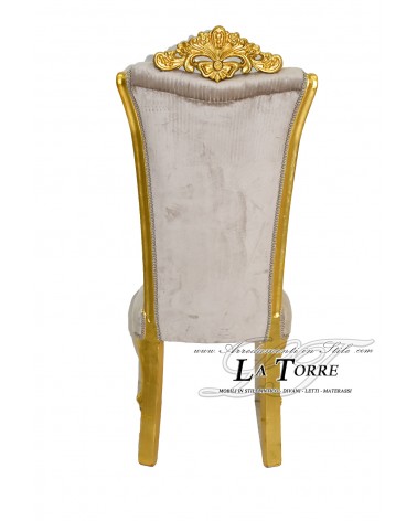 Queen Elizabeth Louis XV Baroque Empire Gold Armchair Taupe Velvet LT3025