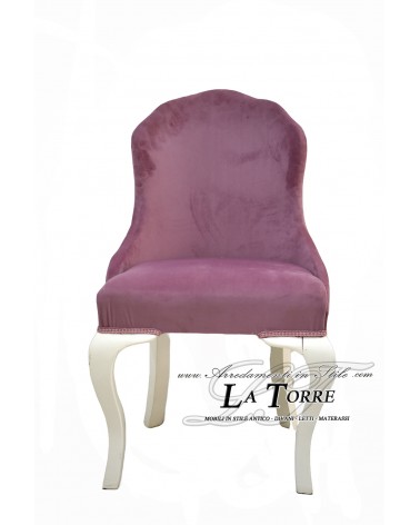 Classic contemporary armchair in pink velvet with white wooden legs LT3026