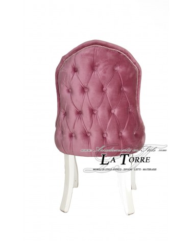 Classic contemporary armchair in pink velvet with white wooden legs LT3026