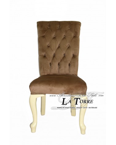 Classic contemporary armchair in brown velvet with ivory wooden legs LT3026