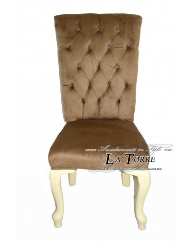 Classic contemporary armchair in brown velvet with ivory wooden legs LT3026