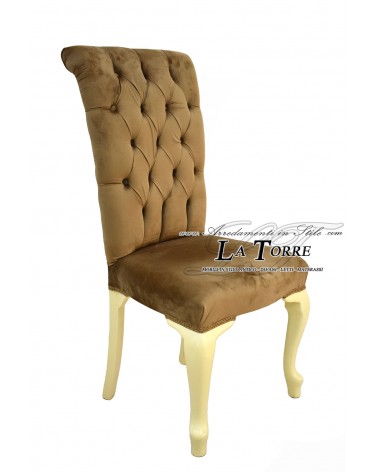 Classic contemporary armchair in brown velvet with ivory wooden legs LT3026