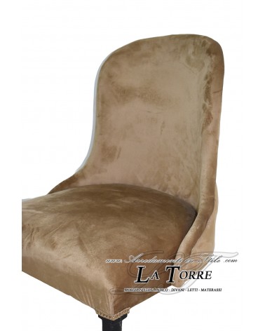 Classic contemporary armchair in brown velvet with black wooden legs LT3026