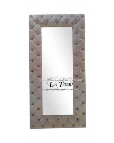 Classic mirror with capitonné frame in velvet or eco-leather in any color in the Baroque style
