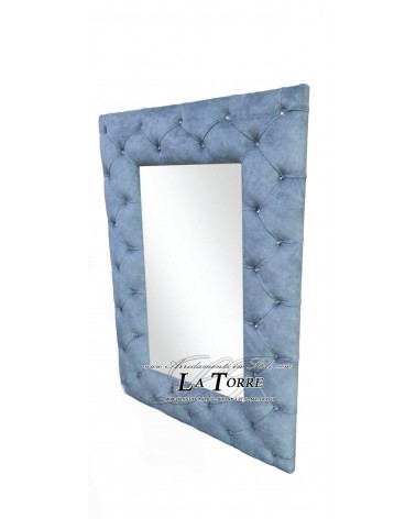Classic mirror with capitonné frame in velvet or eco-leather in any color in the Baroque style