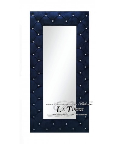Classic mirror with capitonné frame in velvet or eco-leather in any color in the Baroque style