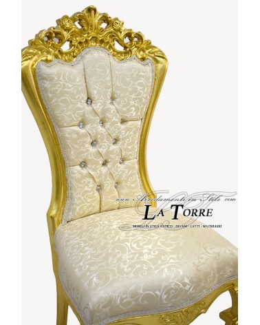 Sun Louis XV Barock-Empire-Sessel, Goldblatt, Virginia Ivory Stoff MA5052