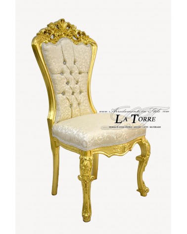 Sun Armchair Louis XV Baroque Empire gold leaf virginia fabric MA5052