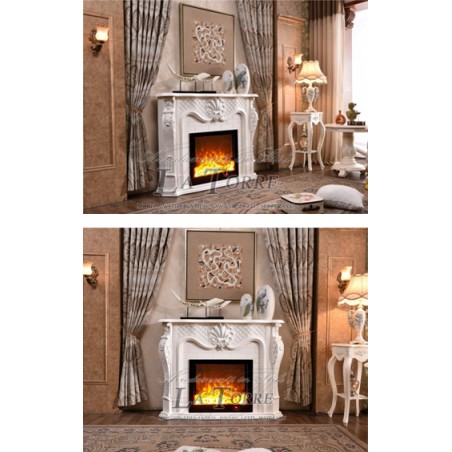 Electric fireplace Kamin fireplace solid wood Baroque English ivory 319B