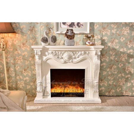 Camino elettrico Elektrokamin 130 cm classico stufa legno massello Barocco qualsiasi colore 331