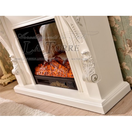 Camino elettrico Elektrokamin 130 cm classico stufa legno massello Barocco qualsiasi colore 331