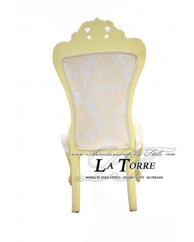 Carmen Louis XV Barock-Empire-Sessel in Elfenbein und Gold mit beigefarbenem Damaststoff MA5054