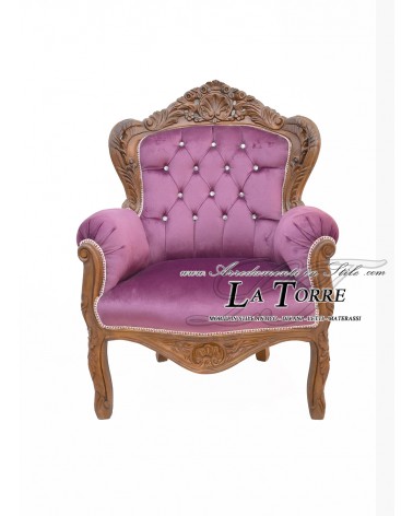Chair Armchair Germany Baroque throne wood purple velvet swarovski AL4227