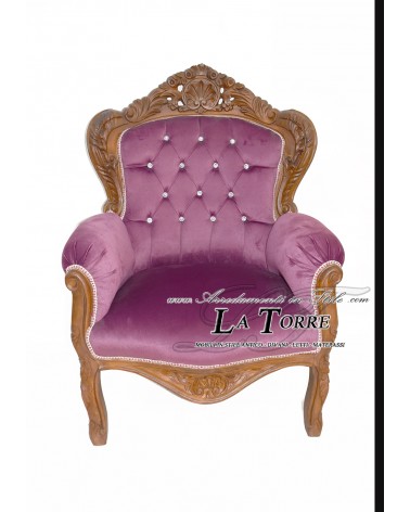 Barock-Thronstuhl aus Deutschland, Holz, violetter Samt, Swarovski-Kristalle, AL4227