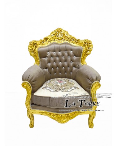 Barocker Thronstuhl aus Deutschland in Goldvelours mit Swarovski-Verzierung AL4227