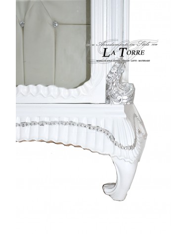 Vetrina cristalliera bianca e argento Luigi XV Barocco ecopelle bianca swarovski LT3039