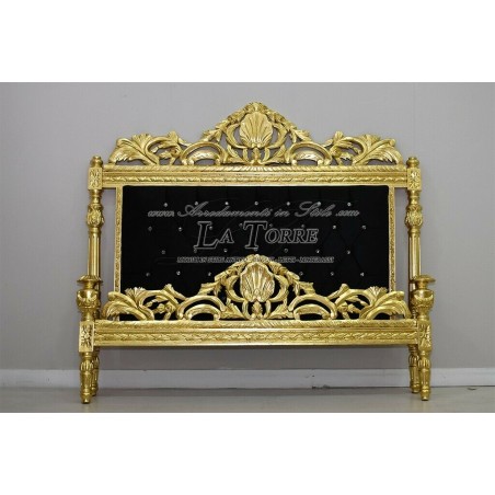 Letto Matrimoniale Luigi XV Barocco oro velluto nero Swarovski AL1818