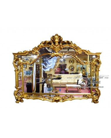 Klassischer Spiegel mit Blattgoldauflage im Antikstil, barockes Schliffglas, Wandspiegel Fa751