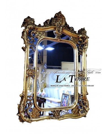 Classic gold leaf wall mirror antique style baroque cut glass FA906