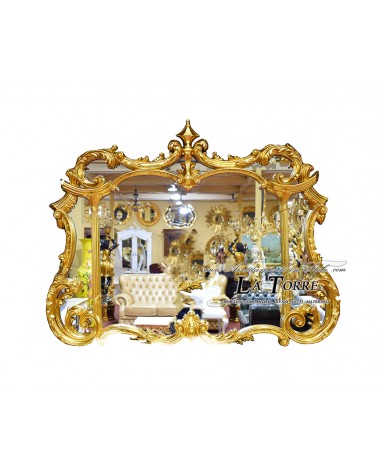 Classic gold leaf antique style baroque beveled glass wall mirror Pu243