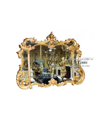 Classic gold leaf antique style baroque beveled glass wall mirror Pu243